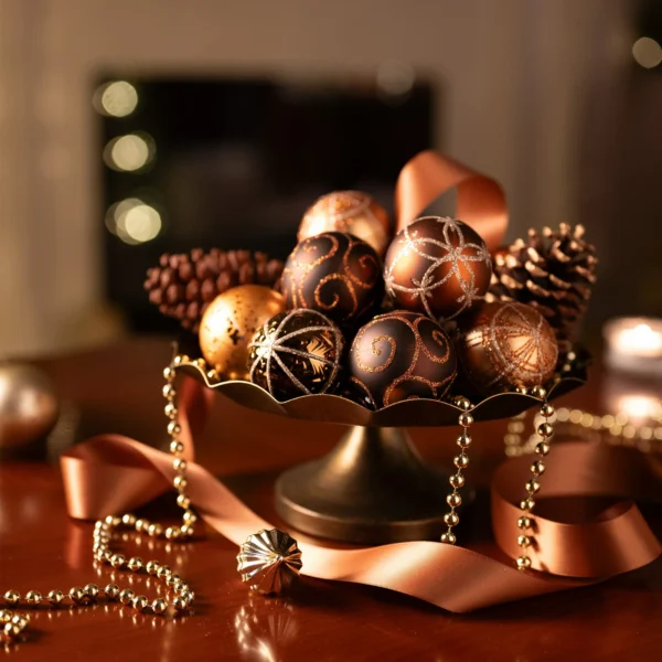 Doctorpaintz 35ct 2.36 inches Luxurious Copper Gold Christmas Ball Ornaments
