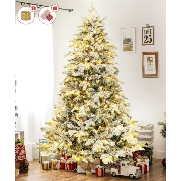 Doctorpaintz 6ft Pre-Lit Snow Flocked Artificial Christmas Tree