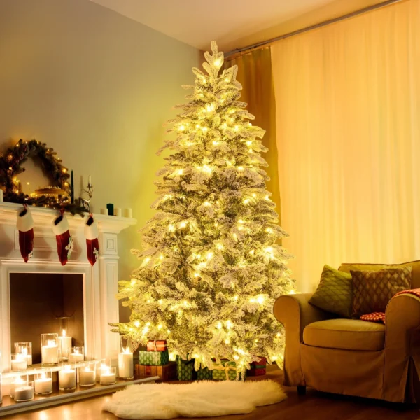 Doctorpaintz 6ft Pre-Lit Snow Flocked Artificial Christmas Tree - Image 3