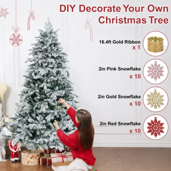 Doctorpaintz 6ft Pre-Lit Snow Flocked Artificial Christmas Tree - Image 2